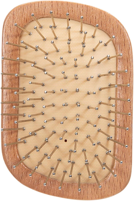 Haarmassagekamm, Runde Holzbürste Mit Stahlborsten, Kleines Kopfhautmassagegerät Für Haar- Und Stressabbau