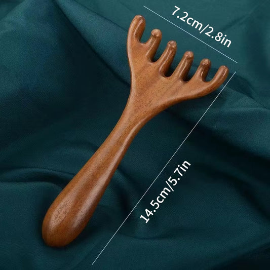 Head Meridian Massage Comb Sandalwood Wide Tooth Comb Acupuncture Therapy Blood Circulation Anti-Static Smooth Hair